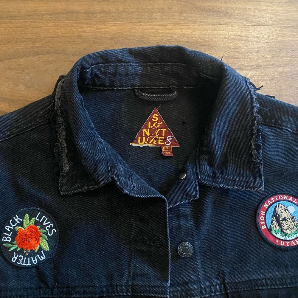 Cropped Patchwork Denim Jacket Route 66 Festival … - image 7